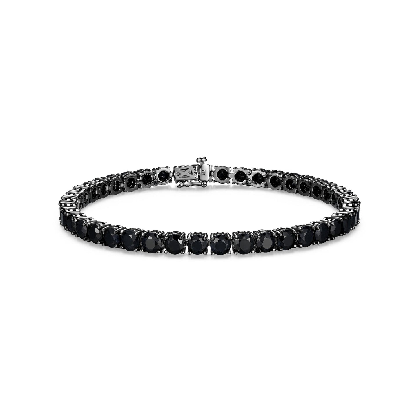 Basic Gunmetal Sterling Silver and Black Sapphire Bracelet - UB24B | ethos