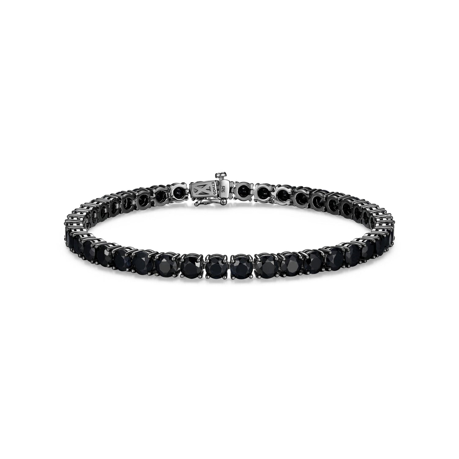 Basic Gunmetal Sterling Silver and Black Sapphire Bracelet - UB24B | ethos