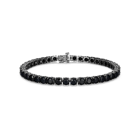 Basic Gunmetal Sterling Silver and Black Sapphire Bracelet - UB24B | ethos
