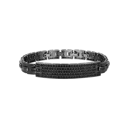 Black Ice Gunmetal Sterling Silver and Black Sapphire Station Bracelet - UB13 | ethos