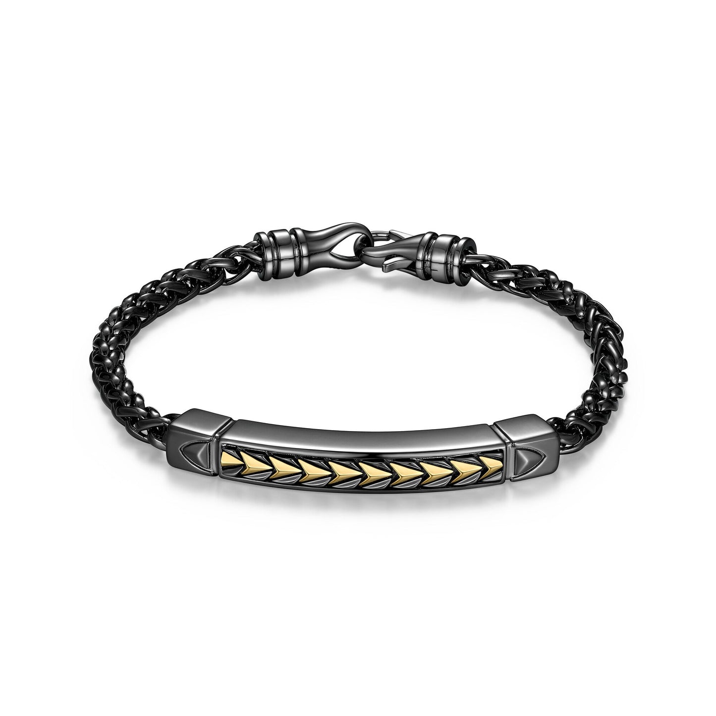 Chevron Gunmetal and Gold Plated Sterling Silver Station Bracelet - UB05 | ethos