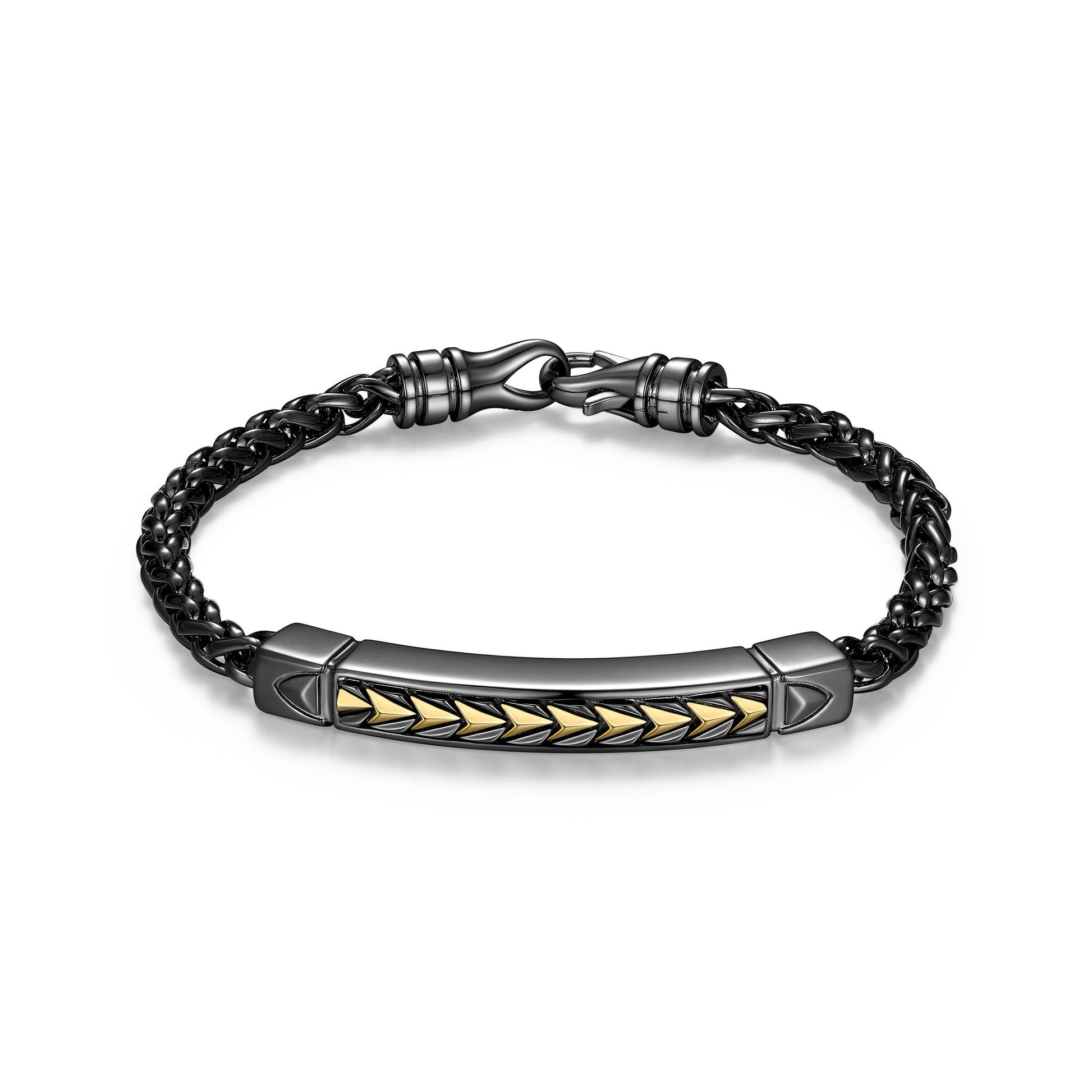 Chevron Gunmetal and Gold Plated Sterling Silver Station Bracelet - UB05 | ethos