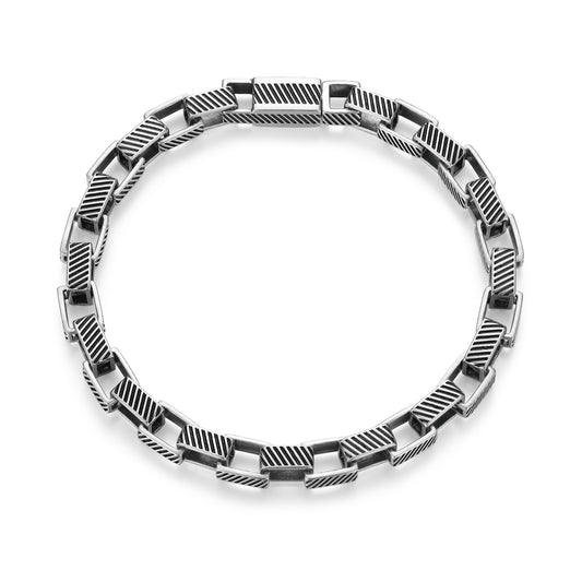 Ridge Infinity Box Chain Bracelet in Oxidized Rhodium-Plated Sterling Silver | ethos