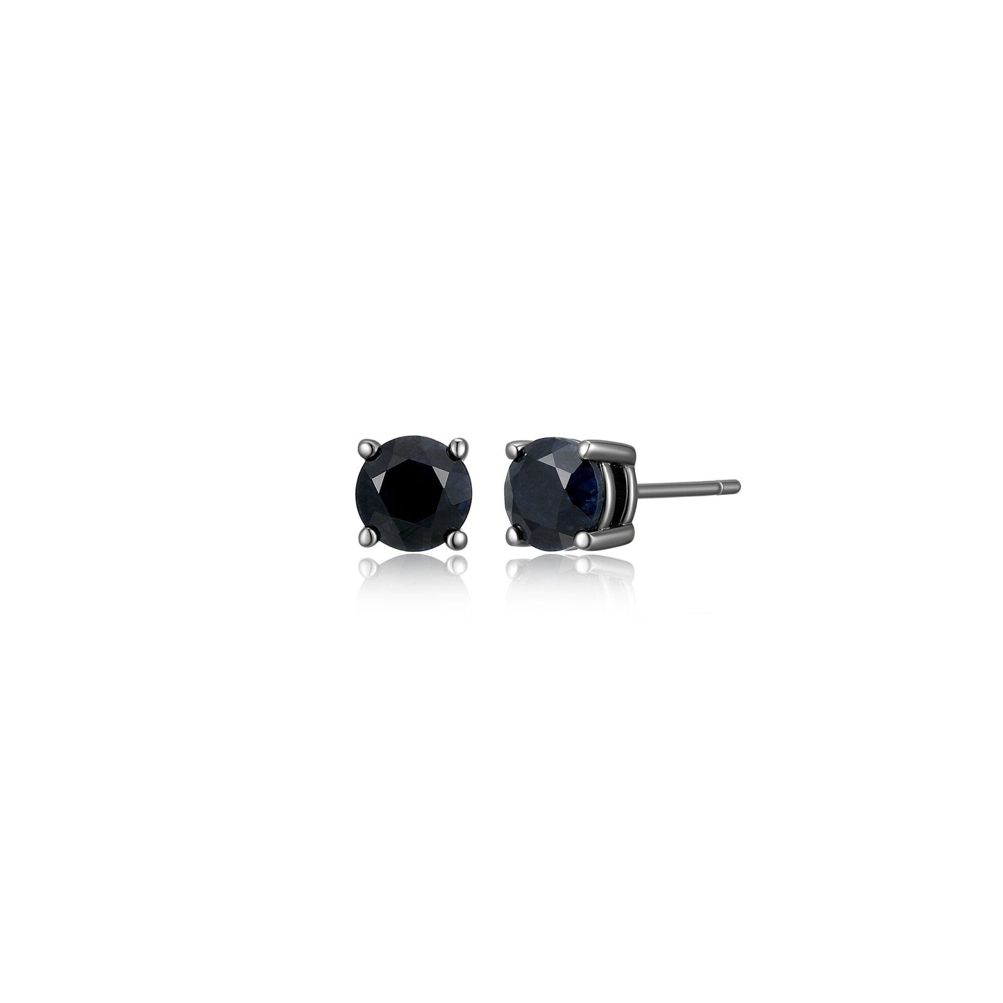 Basic Gunmetal Sterling Silver and Black Sapphire Stud Earrings - UE24B | ethos