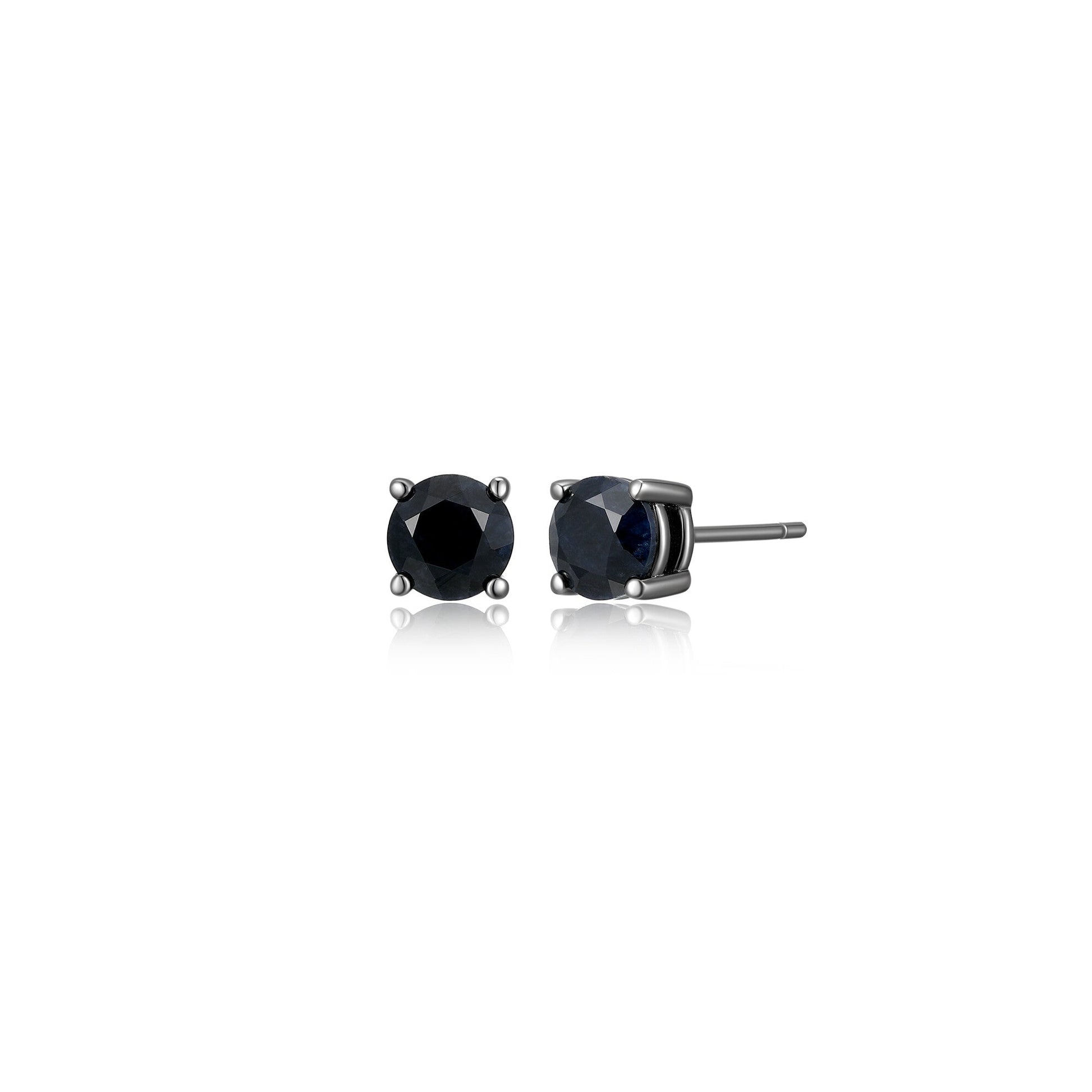 Basic Gunmetal Sterling Silver and Black Sapphire Stud Earrings - UE24B | ethos