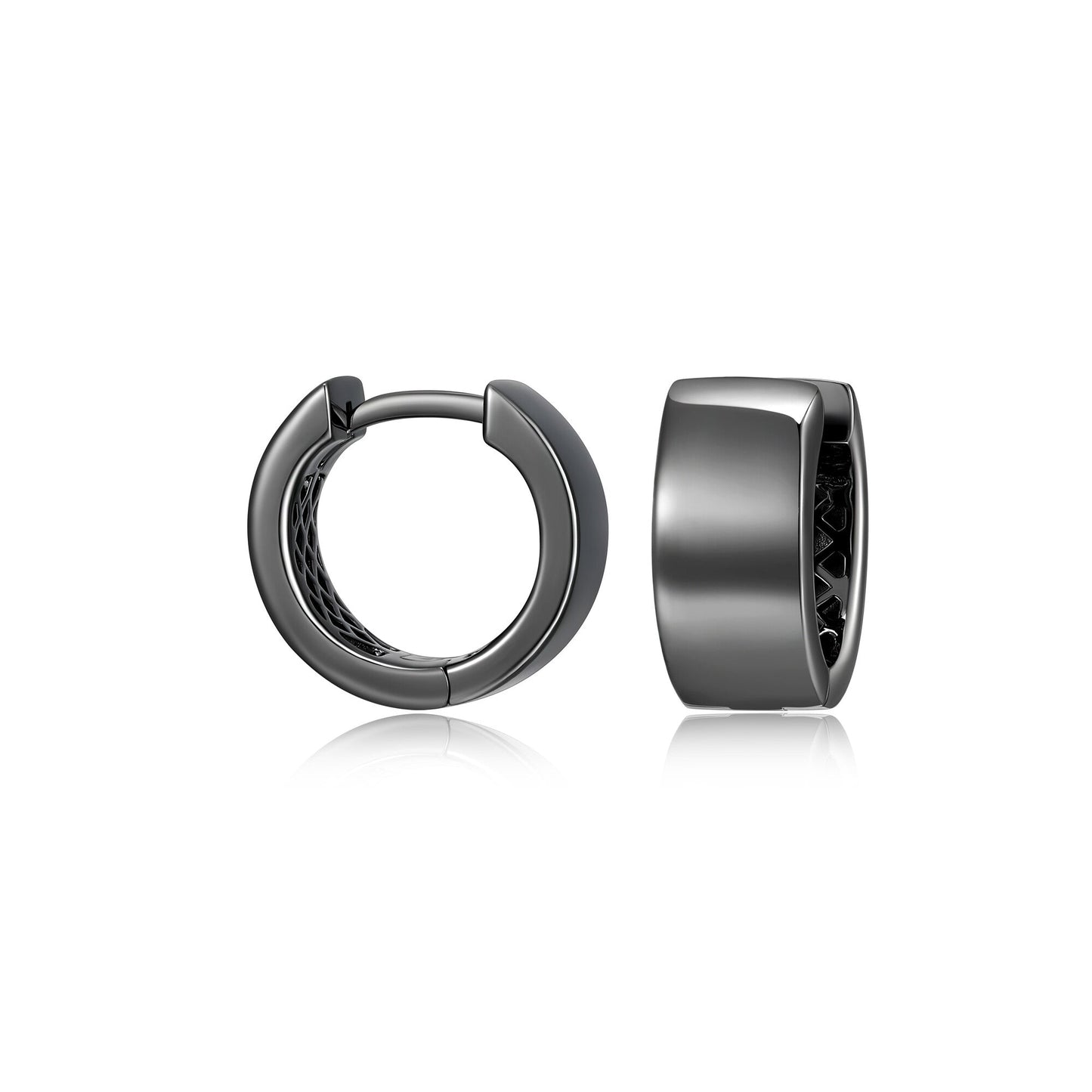 Basic Gunmetal Sterling Silver Huggie Earrings - UE23G | ethos