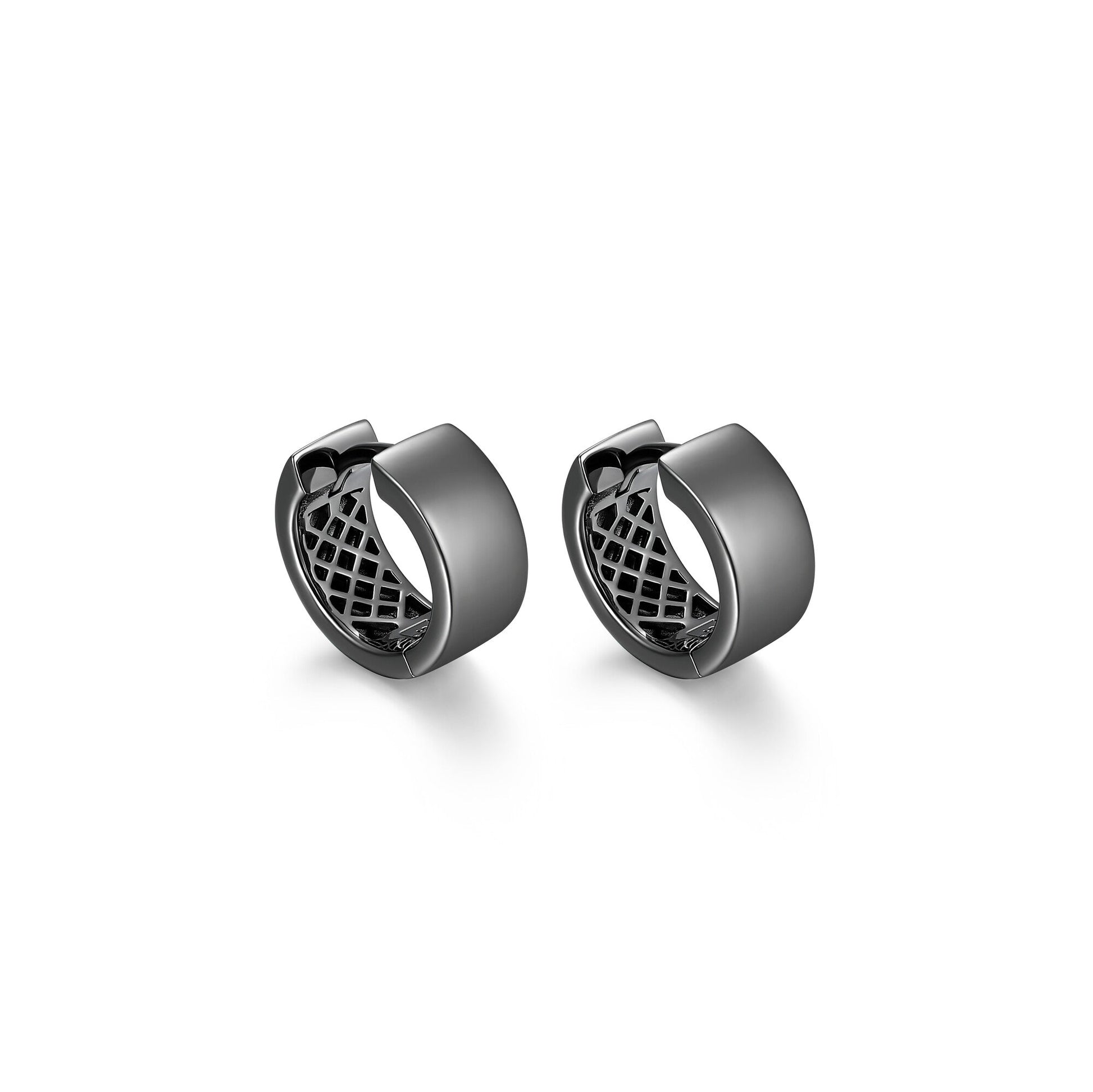 Basic Gunmetal Sterling Silver Huggie Earrings - UE23G | ethos
