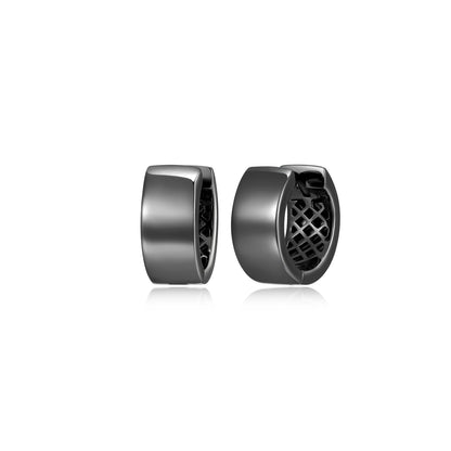 Basic Gunmetal Sterling Silver Huggie Earrings - UE23G | ethos