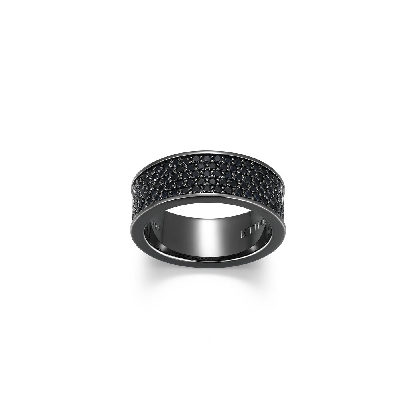 Black Ice Gunmetal Sterling Silver and Black Sapphire Band Ring - UR09 | ethos