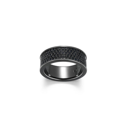 Black Ice Gunmetal Sterling Silver and Black Sapphire Band Ring - UR09 | ethos