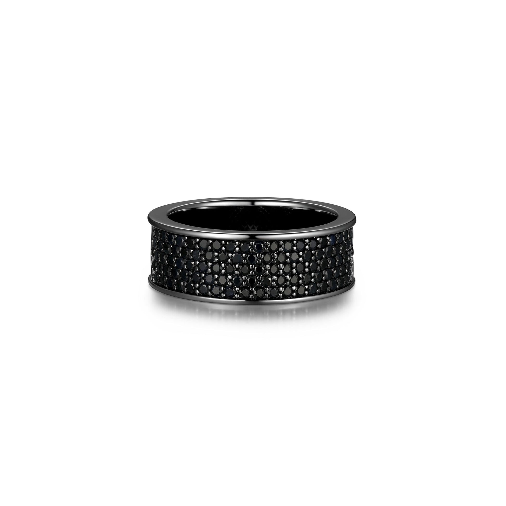 Black Ice Gunmetal Sterling Silver and Black Sapphire Band Ring - UR09 | ethos