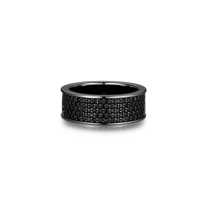 Black Ice Gunmetal Sterling Silver and Black Sapphire Band Ring - UR09 | ethos