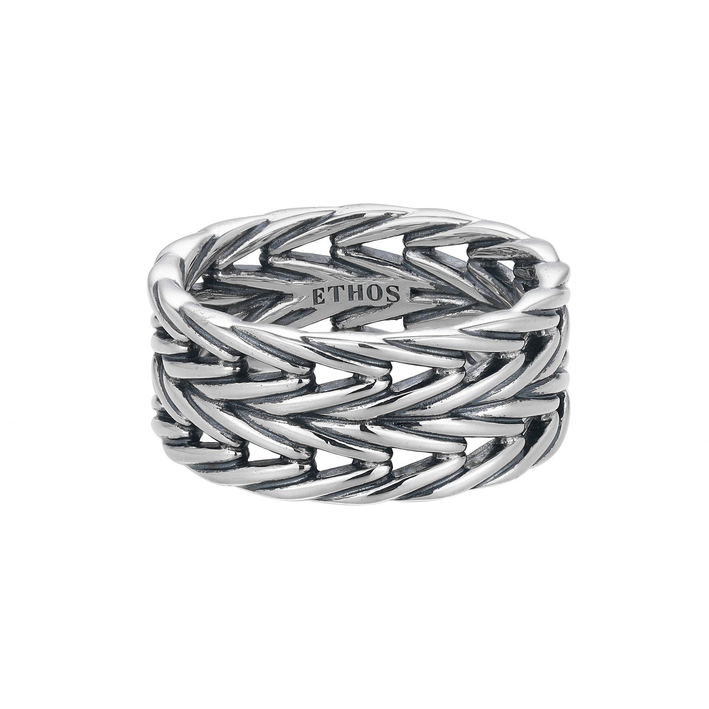 UR0116 - Double Oxidized Foxtail Chain Ring | ethos