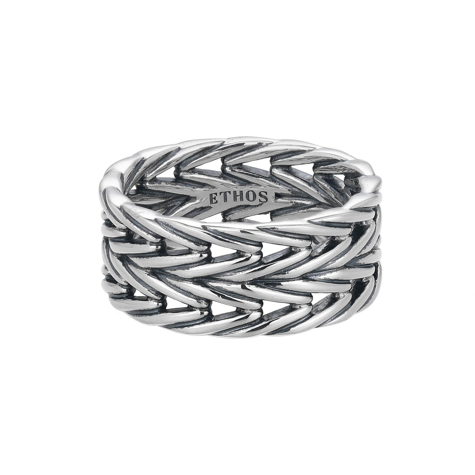 UR0116 - Double Oxidized Foxtail Chain Ring | ethos