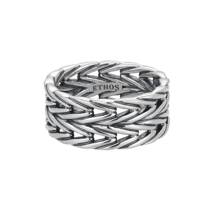 UR0116 - Double Oxidized Foxtail Chain Ring | ethos