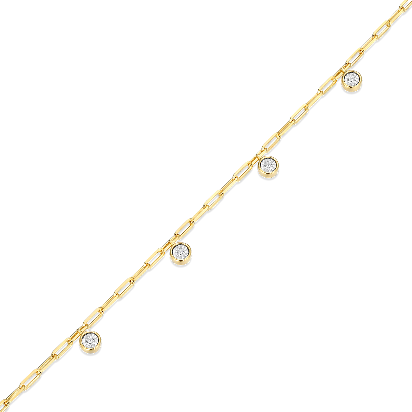 Dangle Station Lab-Created Diamond Mini Paperclip Anklet in 14K Yellow Gold-Plated Sterling Silver | M by Monte Luna