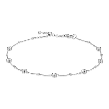 Bezel Station Lab-Created Diamond Beaded Bolo Anklet in Rhodium-Plated Sterling Silver | M by Monte Luna