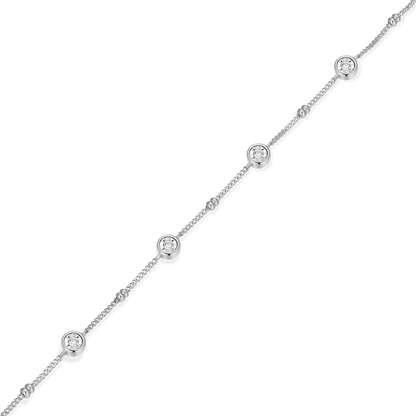 Bezel Station Lab-Created Diamond Beaded Bolo Anklet in Rhodium-Plated Sterling Silver | M by Monte Luna