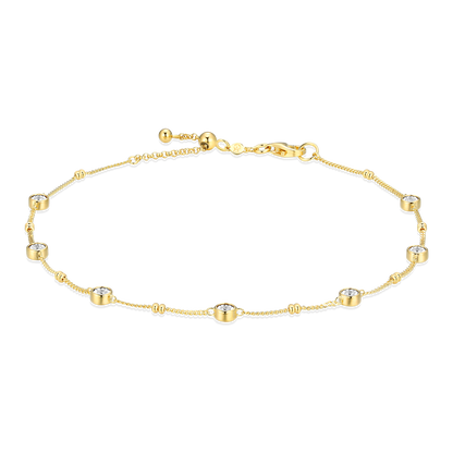 Bezel Station Lab-Created Diamond Beaded Bolo Anklet in 14K Yellow Gold-Plated Sterling Silver | M by Monte Luna