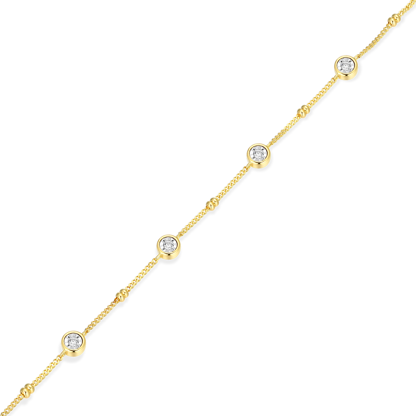 Bezel Station Lab-Created Diamond Beaded Bolo Anklet in 14K Yellow Gold-Plated Sterling Silver | M by Monte Luna