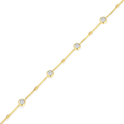 Bezel Station Lab-Created Diamond Beaded Bolo Anklet in 14K Yellow Gold-Plated Sterling Silver | M by Monte Luna