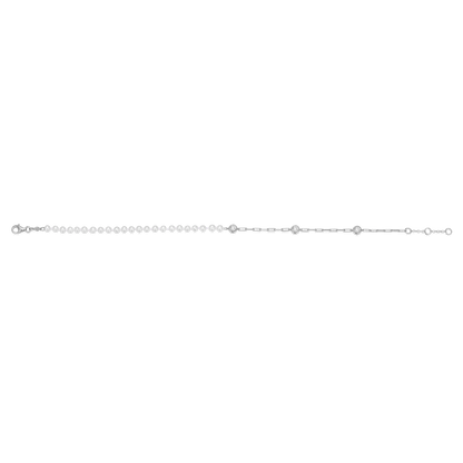 Freshwater Baby Pearl & Lab-Created Diamond Station Paperclip Anklet in Rhodium-Plated Sterling Silver | M by Monte Luna