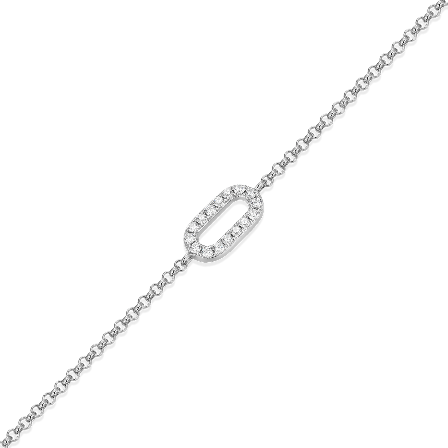 Mini Paperclip Pendant Lab-Created Diamond Bolo Anklet in Rhodium-Plated Sterling Silver | M by Monte Luna