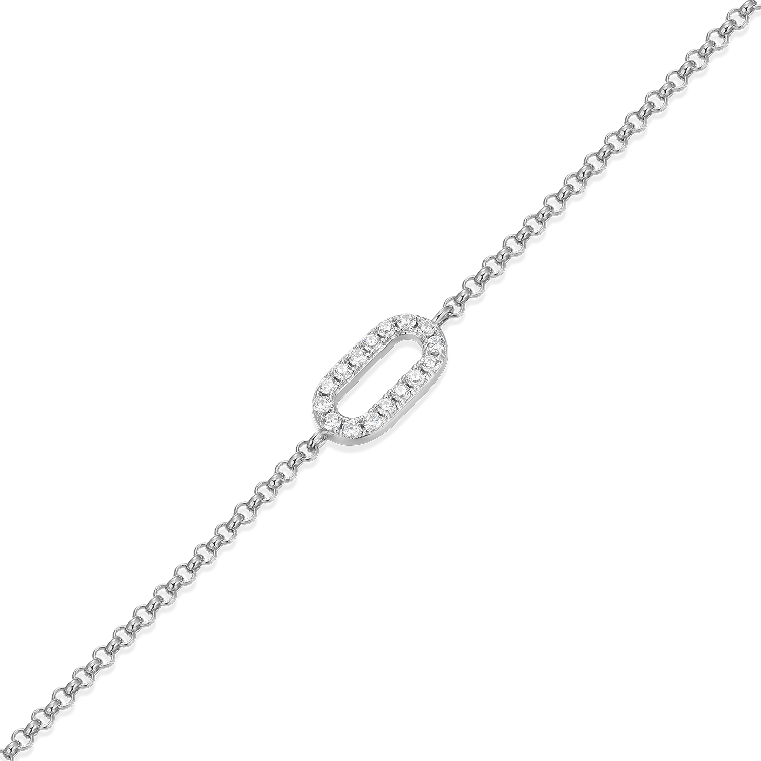 Mini Paperclip Pendant Lab-Created Diamond Bolo Anklet in Rhodium-Plated Sterling Silver | M by Monte Luna