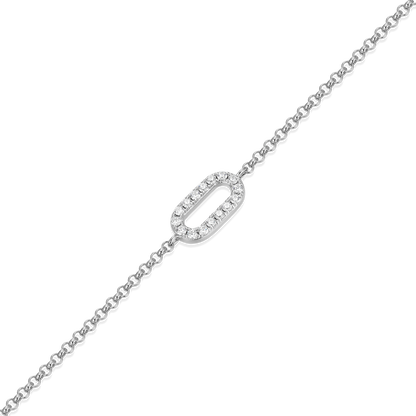 Mini Paperclip Pendant Lab-Created Diamond Bolo Anklet in Rhodium-Plated Sterling Silver | M by Monte Luna