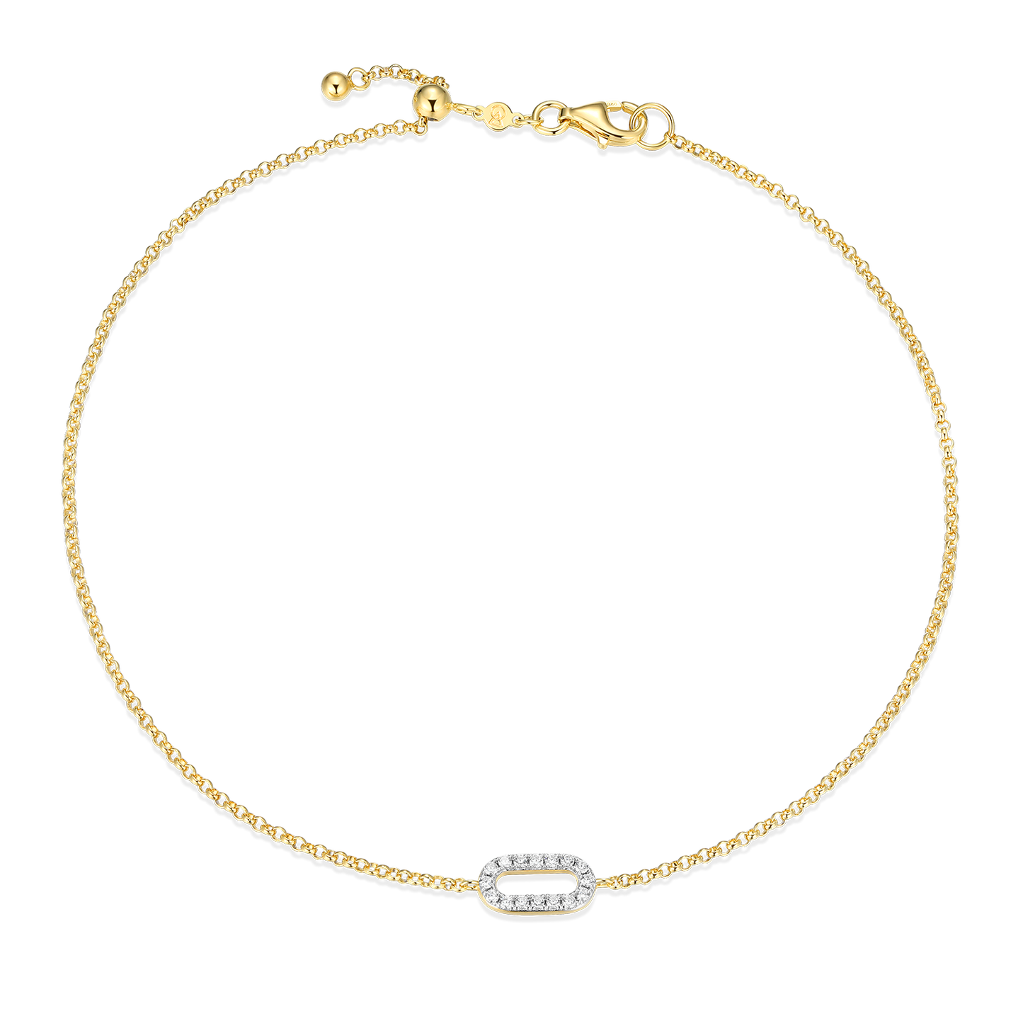 Mini Paperclip Pendant Lab-Created Diamond Bolo Anklet in 14K Yellow Gold-Plated Sterling Silver | M by Monte Luna