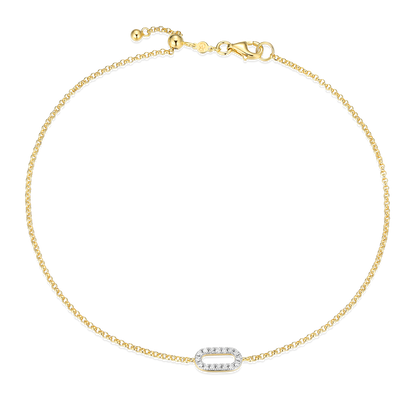 Mini Paperclip Pendant Lab-Created Diamond Bolo Anklet in 14K Yellow Gold-Plated Sterling Silver | M by Monte Luna