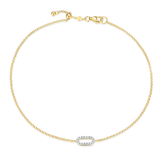Mini Paperclip Pendant Lab-Created Diamond Bolo Anklet in 14K Yellow Gold-Plated Sterling Silver | M by Monte Luna