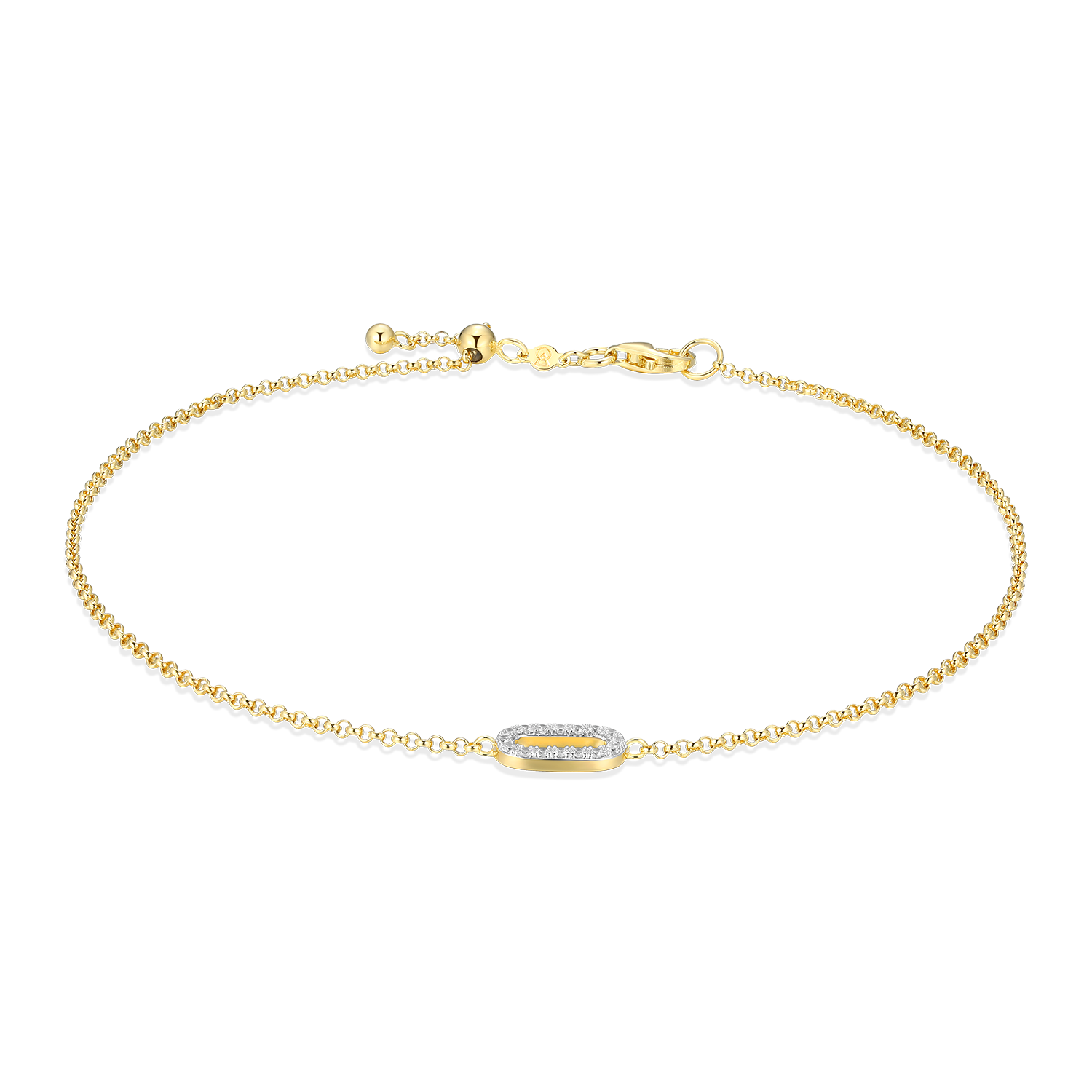 Mini Paperclip Pendant Lab-Created Diamond Bolo Anklet in 14K Yellow Gold-Plated Sterling Silver | M by Monte Luna