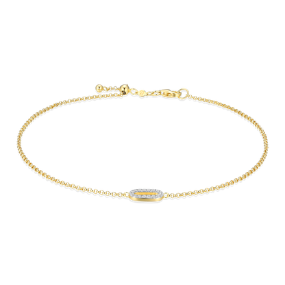 Mini Paperclip Pendant Lab-Created Diamond Bolo Anklet in 14K Yellow Gold-Plated Sterling Silver | M by Monte Luna