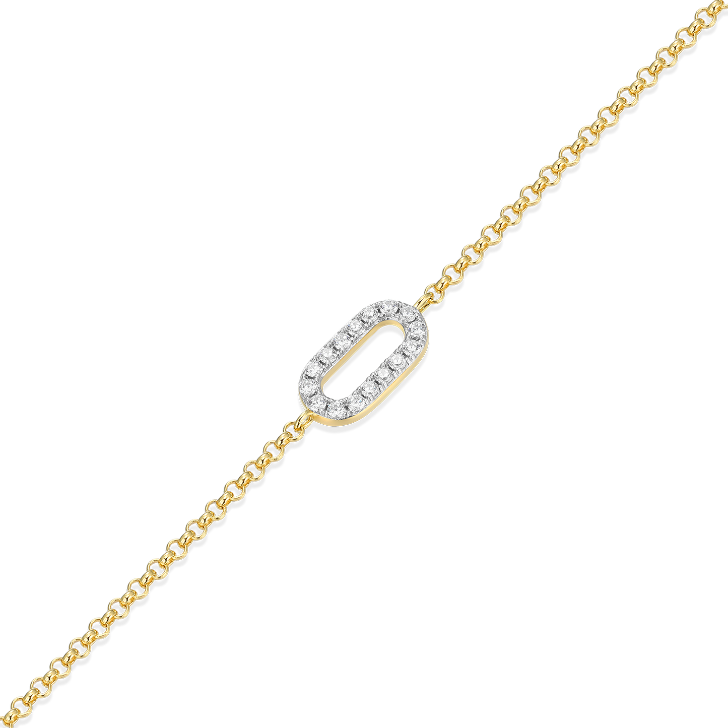 Mini Paperclip Pendant Lab-Created Diamond Bolo Anklet in 14K Yellow Gold-Plated Sterling Silver | M by Monte Luna