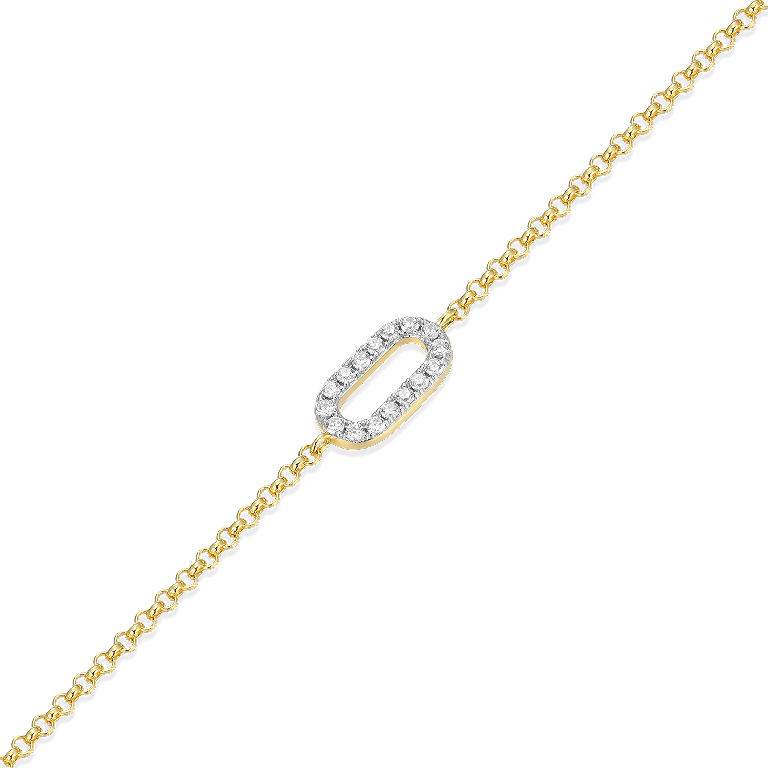 Mini Paperclip Pendant Lab-Created Diamond Bolo Anklet in 14K Yellow Gold-Plated Sterling Silver | M by Monte Luna