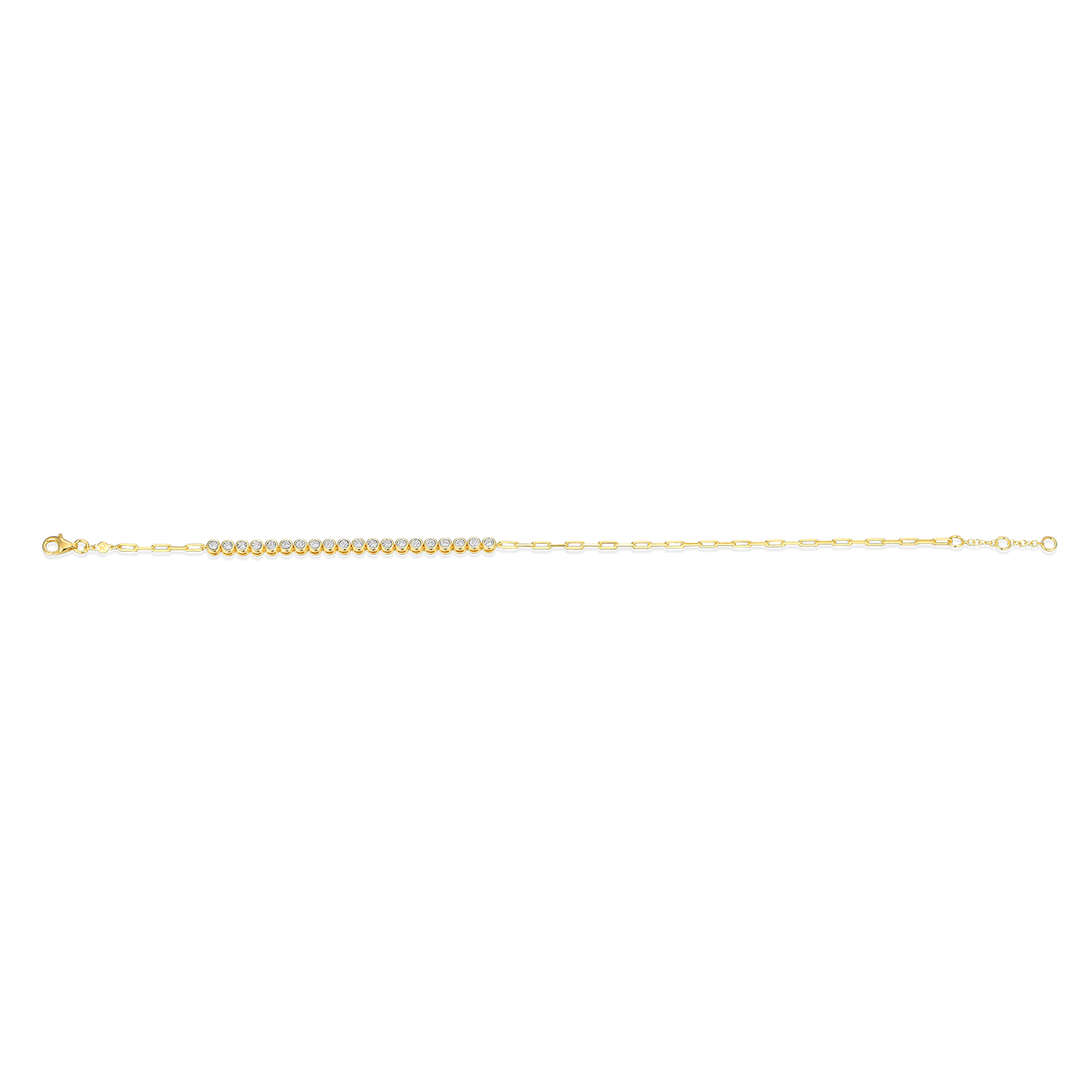 Mini Paperclip Chain & Bezel-Set Lab-Created Diamond Anklet in 14K Yellow Gold-Plated Sterling Silver | M by Monte Luna