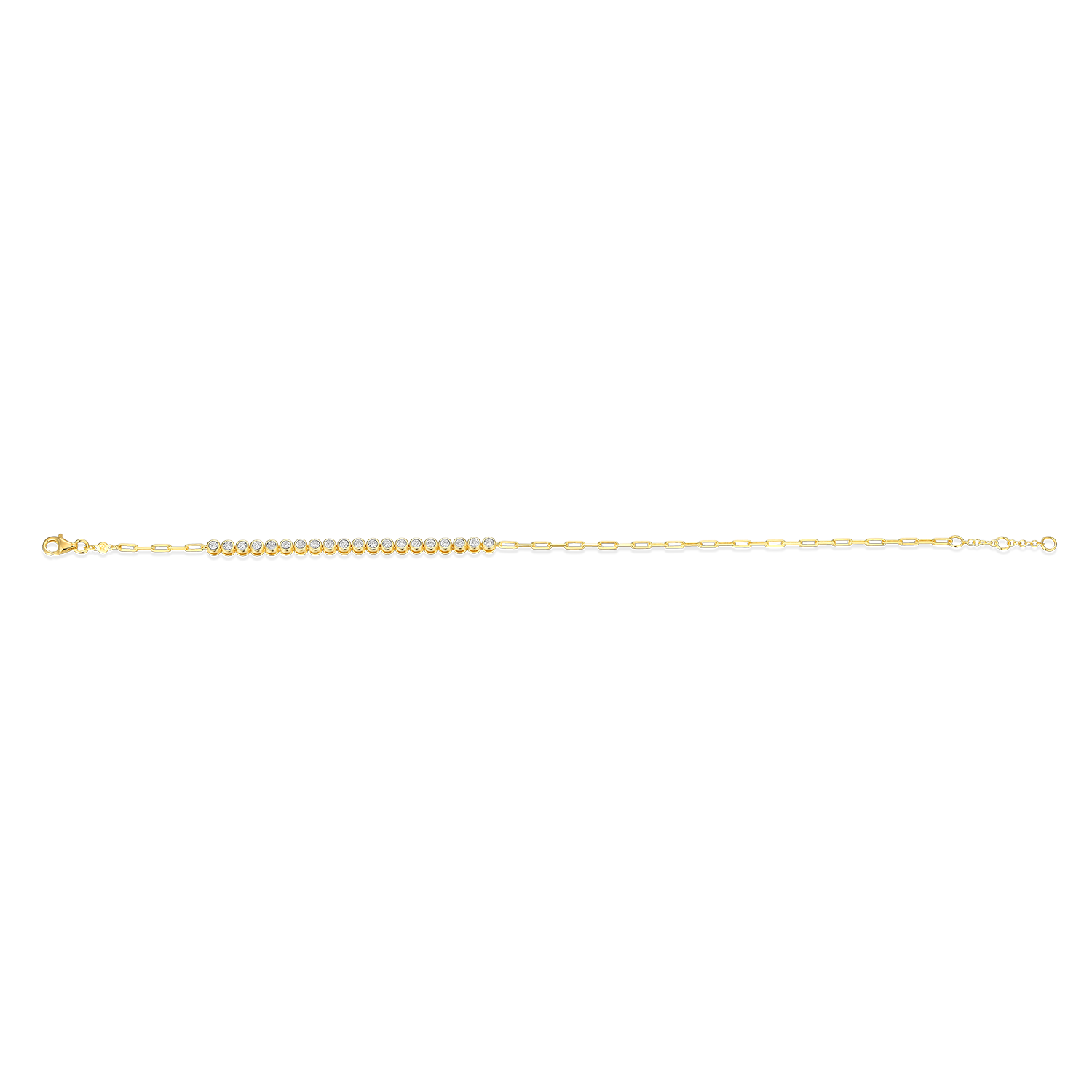 Mini Paperclip Chain & Bezel-Set Lab-Created Diamond Anklet in 14K Yellow Gold-Plated Sterling Silver | M by Monte Luna