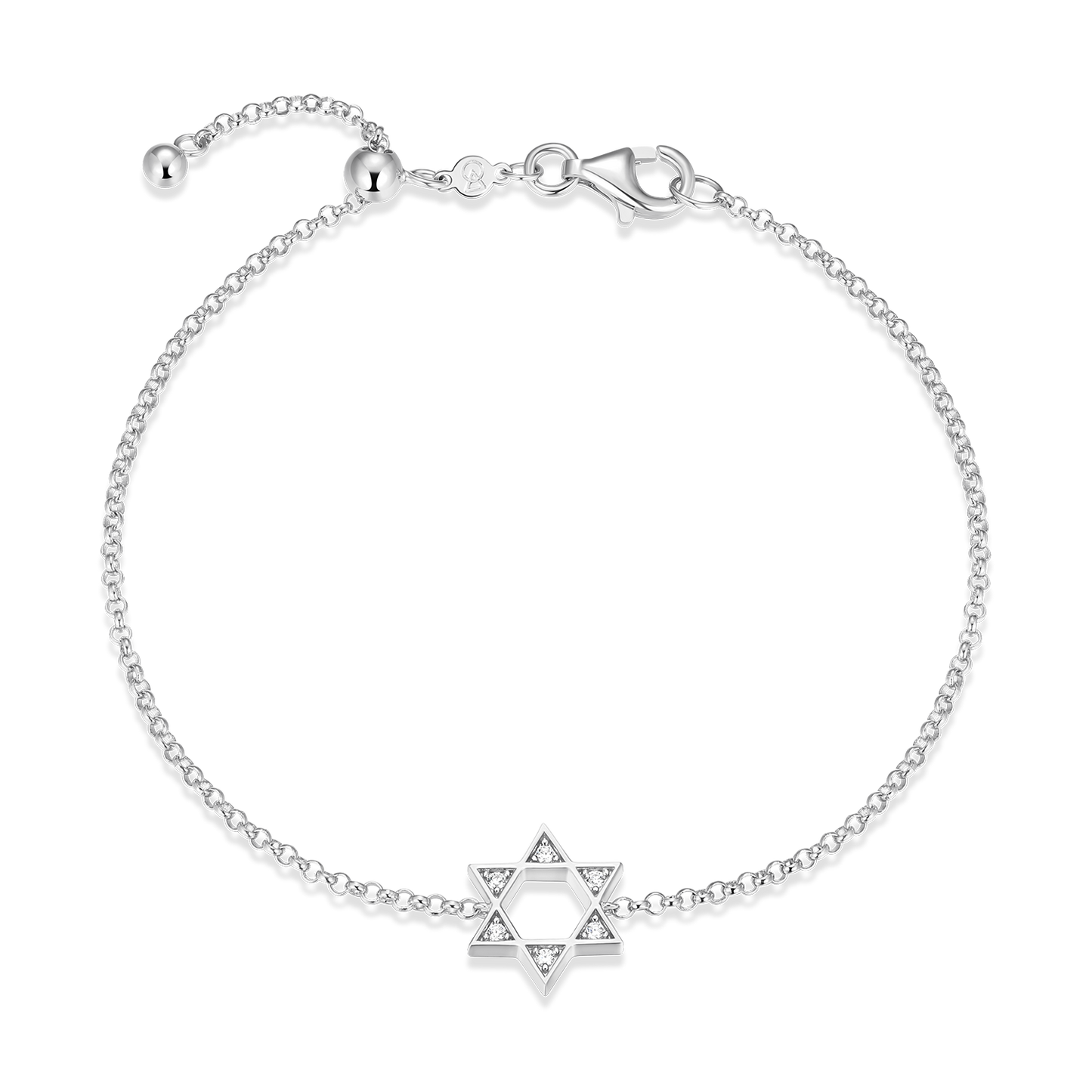 Star of David Lab-Created Diamond Bolo Bracelet in Rhodium-Plated Sterling Silver | M by Monte Luna