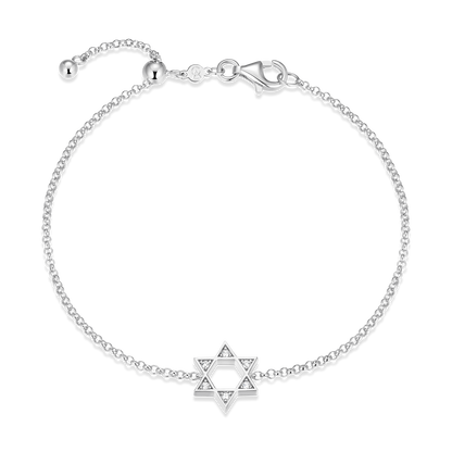 Star of David Lab-Created Diamond Bolo Bracelet in Rhodium-Plated Sterling Silver | M by Monte Luna