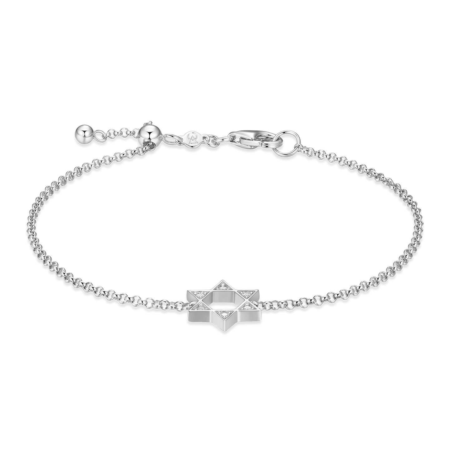 Star of David Lab-Created Diamond Bolo Bracelet in Rhodium-Plated Sterling Silver | M by Monte Luna