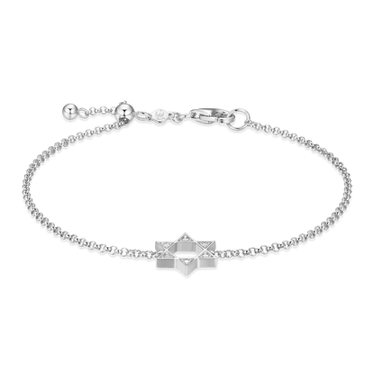 Star of David Lab-Created Diamond Bolo Bracelet in Rhodium-Plated Sterling Silver | M by Monte Luna