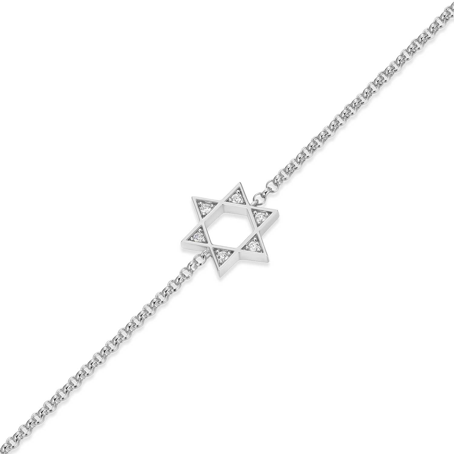 Star of David Lab-Created Diamond Bolo Bracelet in Rhodium-Plated Sterling Silver | M by Monte Luna