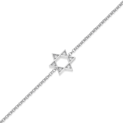 Star of David Lab-Created Diamond Bolo Bracelet in Rhodium-Plated Sterling Silver | M by Monte Luna