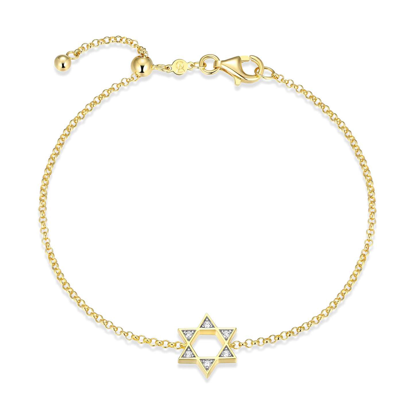 Star of David Lab-Created Diamond Bolo Bracelet in 14K Yellow Gold-Plated Sterling Silver | M by Monte Luna