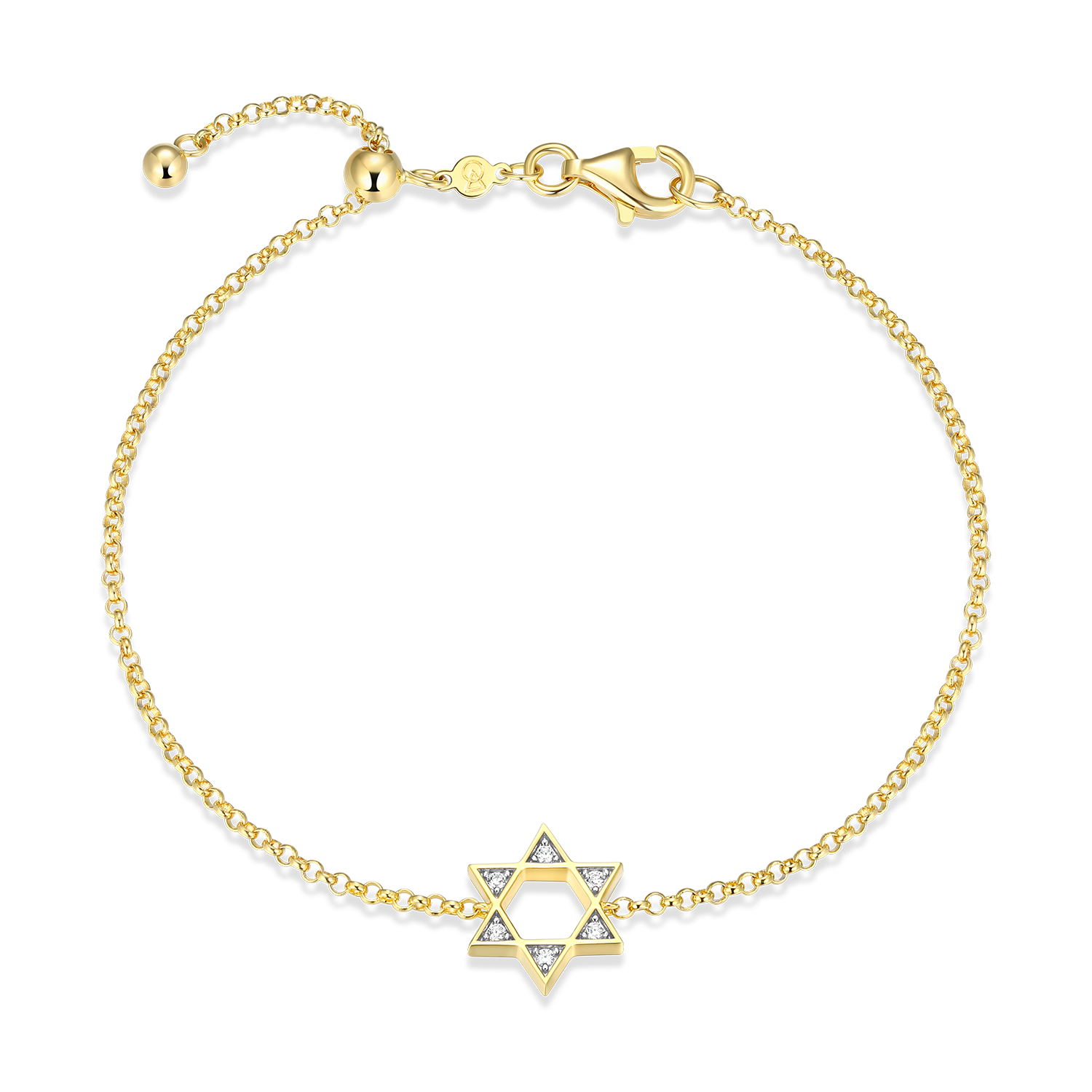 Star of David Lab-Created Diamond Bolo Bracelet in 14K Yellow Gold-Plated Sterling Silver | M by Monte Luna