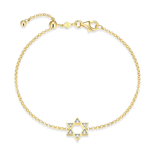 Star of David Lab-Created Diamond Bolo Bracelet in 14K Yellow Gold-Plated Sterling Silver | M by Monte Luna