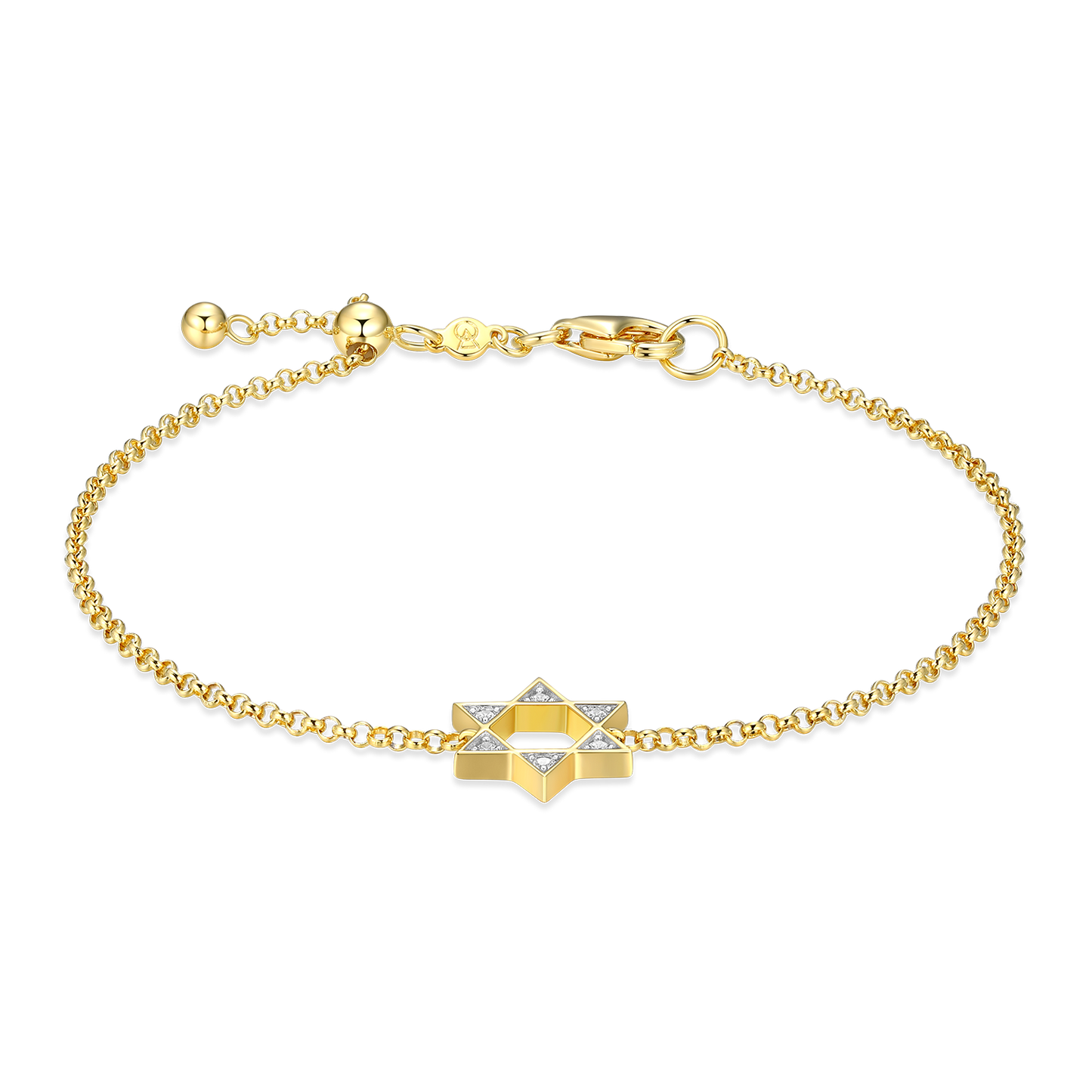 Star of David Lab-Created Diamond Bolo Bracelet in 14K Yellow Gold-Plated Sterling Silver | M by Monte Luna