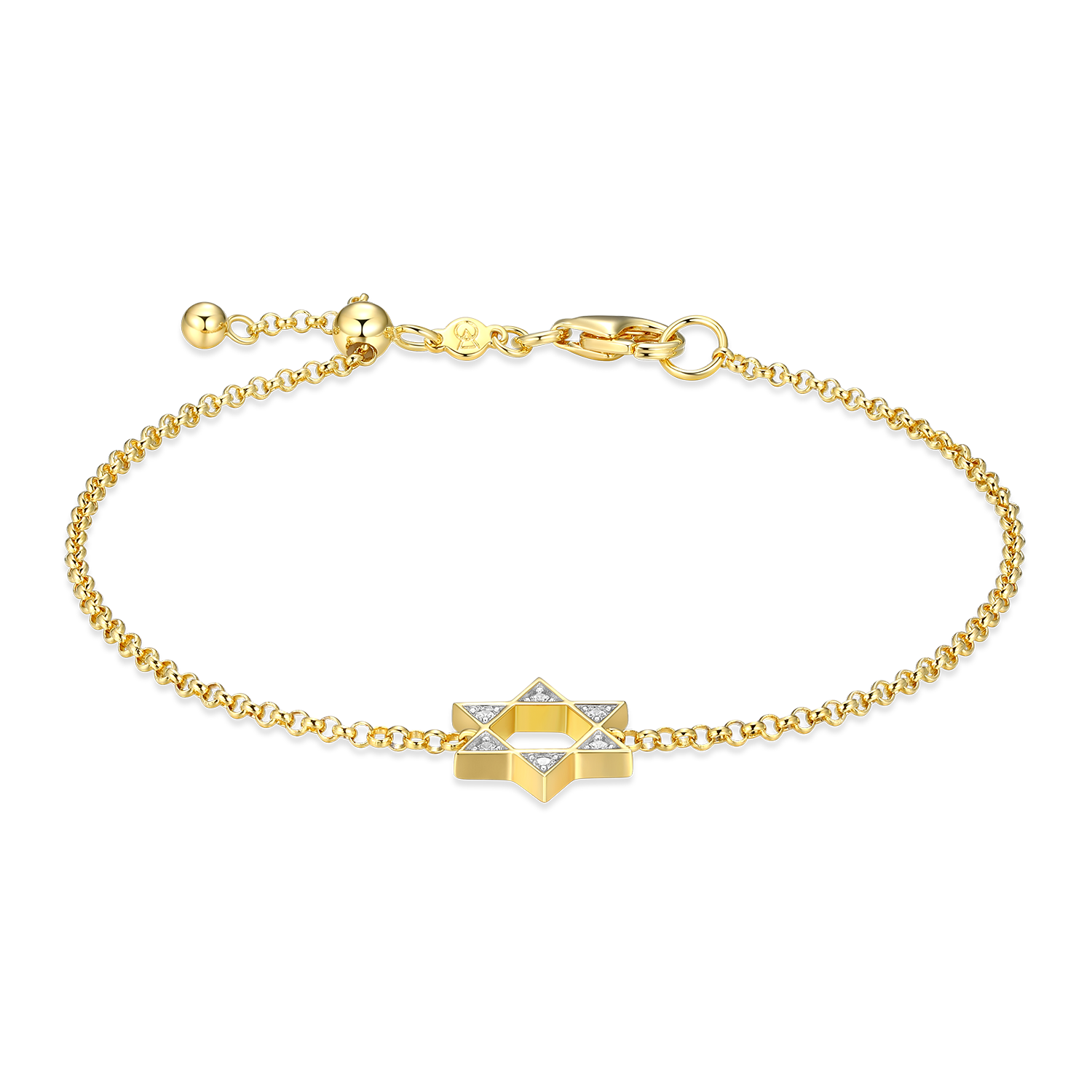 Star of David Lab-Created Diamond Bolo Bracelet in 14K Yellow Gold-Plated Sterling Silver | M by Monte Luna