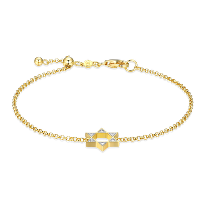 Star of David Lab-Created Diamond Bolo Bracelet in 14K Yellow Gold-Plated Sterling Silver | M by Monte Luna
